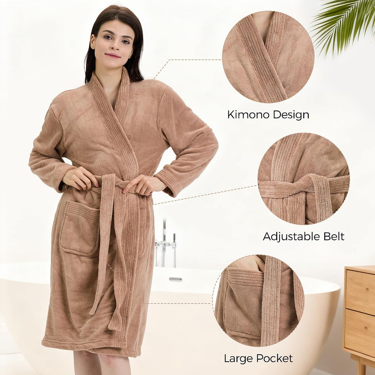 Towel Robe for Women – Soft Absorbent Kimono Bathrobe, Quick-Dry Spa Shower & Hotel Use