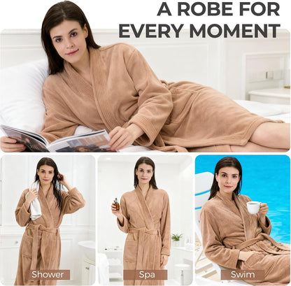 Towel Robe for Women – Soft Absorbent Kimono Bathrobe, Quick-Dry Spa Shower & Hotel Use