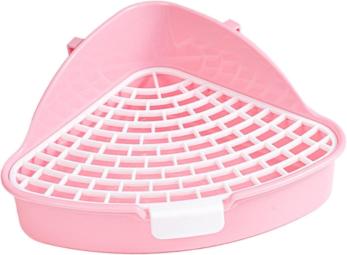 Litter Pan, Small Animals Litter Tray, Detachable Design, Cage Toilet Bedding Box, Easy to Clean, Pink, 24.8cmx10.5cm