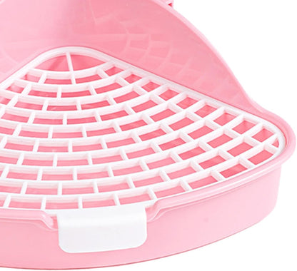Litter Pan, Small Animals Litter Tray, Detachable Design, Cage Toilet Bedding Box, Easy to Clean, Pink, 24.8cmx10.5cm