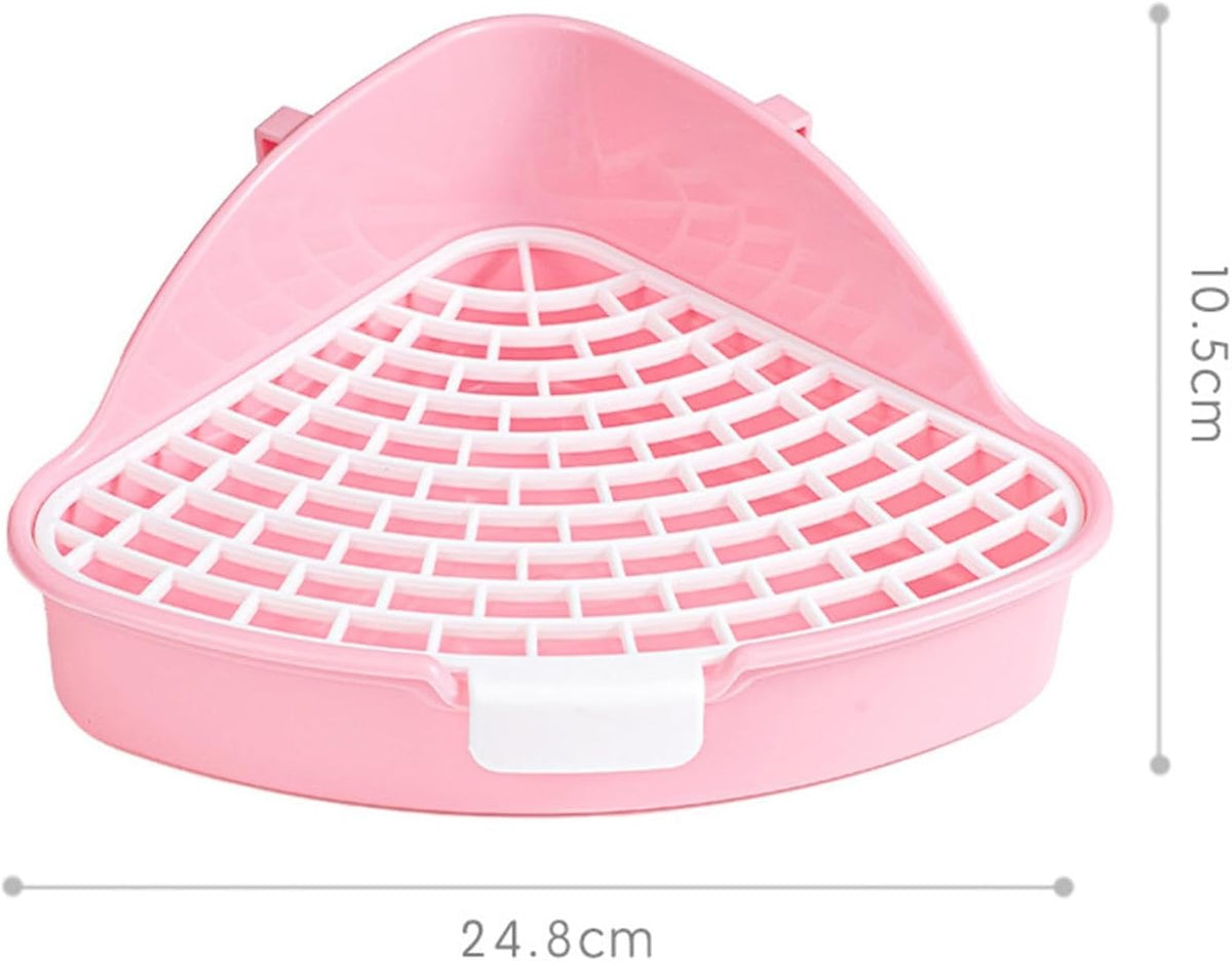 Litter Pan, Small Animals Litter Tray, Detachable Design, Cage Toilet Bedding Box, Easy to Clean, Pink, 24.8cmx10.5cm