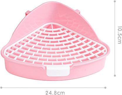 Litter Pan, Small Animals Litter Tray, Detachable Design, Cage Toilet Bedding Box, Easy to Clean, Pink, 24.8cmx10.5cm