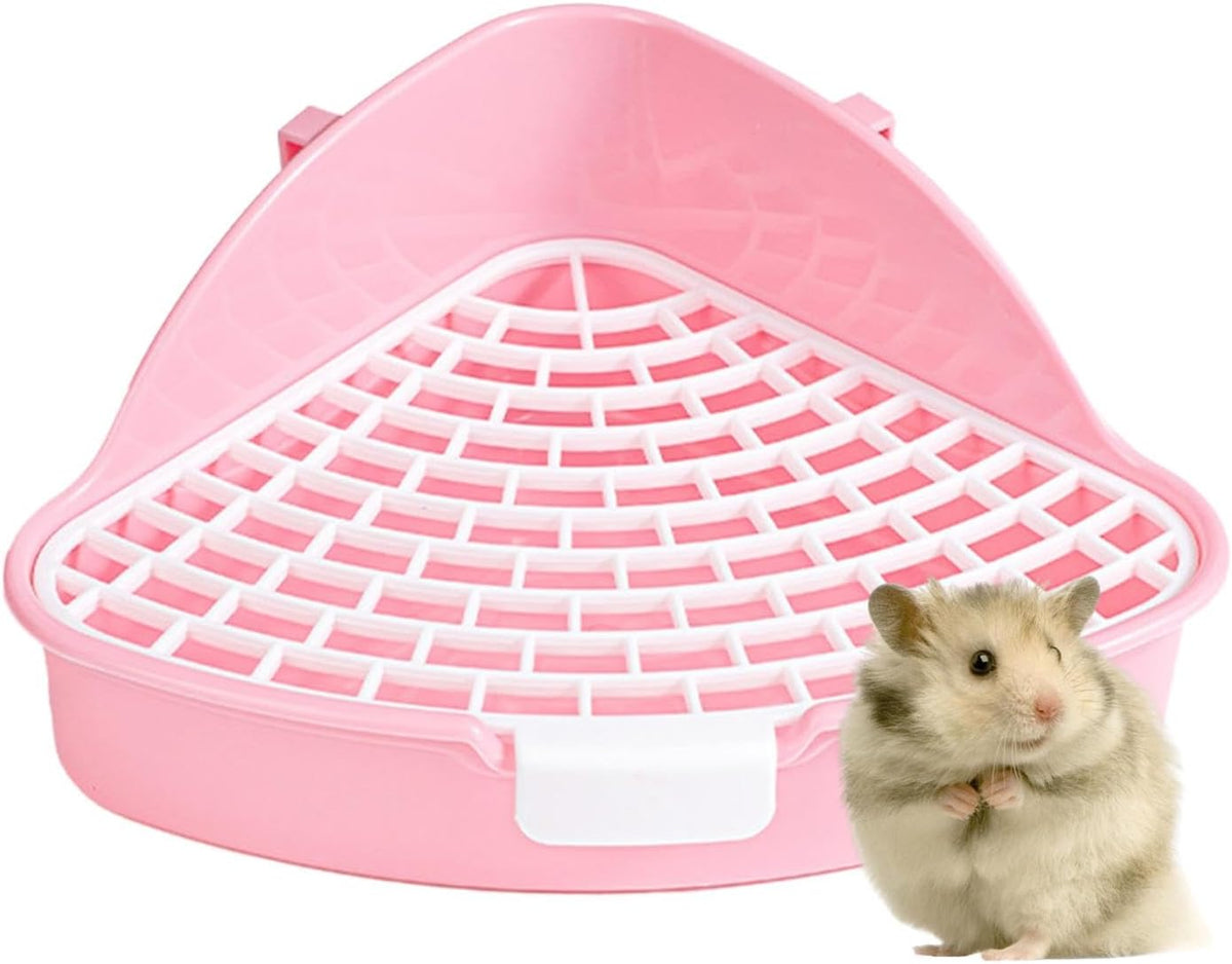 Litter Pan, Small Animals Litter Tray, Detachable Design, Cage Toilet Bedding Box, Easy to Clean, Pink, 24.8cmx10.5cm