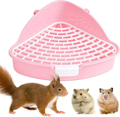 Litter Pan, Small Animals Litter Tray, Detachable Design, Cage Toilet Bedding Box, Easy to Clean, Pink, 24.8cmx10.5cm