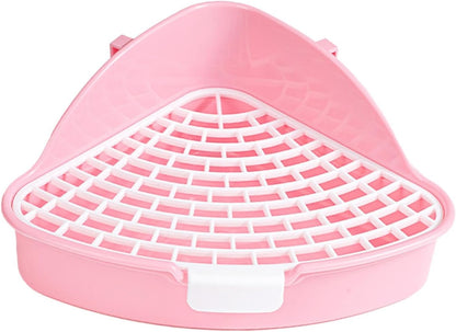 Litter Pan, Small Animals Litter Tray, Detachable Design, Cage Toilet Bedding Box, Easy to Clean, Pink, 24.8cmx10.5cm