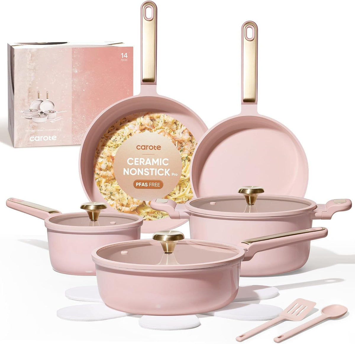 Pots and Pans Set, Ceramic Cookware Set, 14pcs