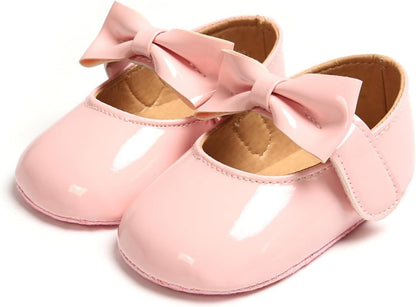 Baby Girls Mary Jane Flats Shoes with Non-Slip Soft Sole Toddler First Walkers Newborn Princess Dress Shoes