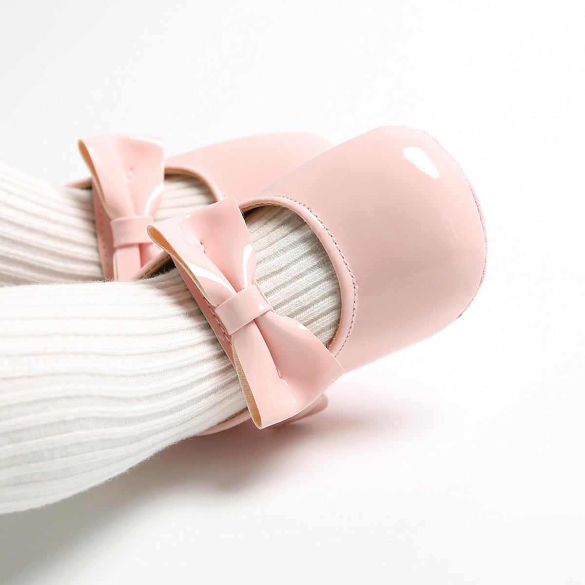 Baby Girls Mary Jane Flats Shoes with Non-Slip Soft Sole Toddler First Walkers Newborn Princess Dress Shoes