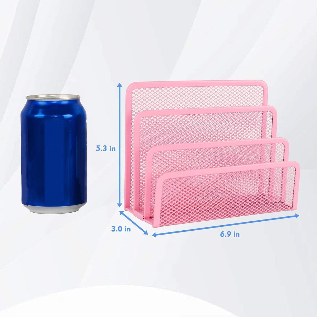 Desk Mail Organizer, Office Small Desktop Metal Mesh Envelope Letter Sorter Paper File Holder Organizer with 3 Vertical Upright Compartments, Pink 1 Pack