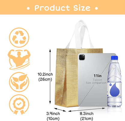 16 Pcs Mixcolor Small Gift Bags Set with Cardboard Bases, Glossy Reusable Party Goodie Bags for Birthday, Wedding, Christmas, Parties- Blue, Rose Gold, Pink, Gold