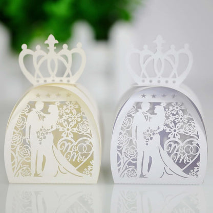 50 Pcs Wedding Favor Boxes Paper Gift Boxes Hollow Flowers Bride Groom Wedding Party Favor Candy Boxes Small Empty Gift Boxes Baptism Party Favor Boxes for Bridal Shower Anniverary Wedding Party