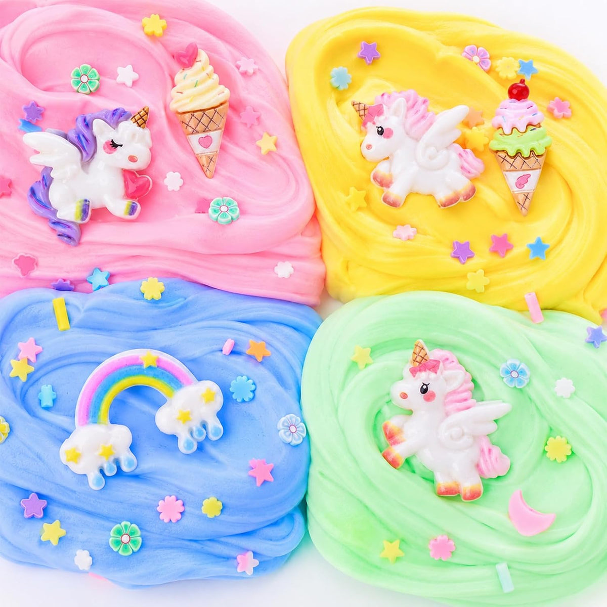 Unicorn Pink Clear Slime Bucket, Soft Stretchy Toy for Kids