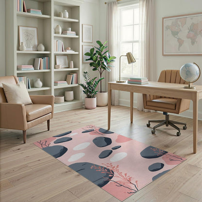 4'x6' Washable Abstract Stone Accent Rug, Gray Non-Shedding Small Carpet for Playroom, Bedroom, Reading Nook, Pet Friendly & Non-Slip | Ref:2140293