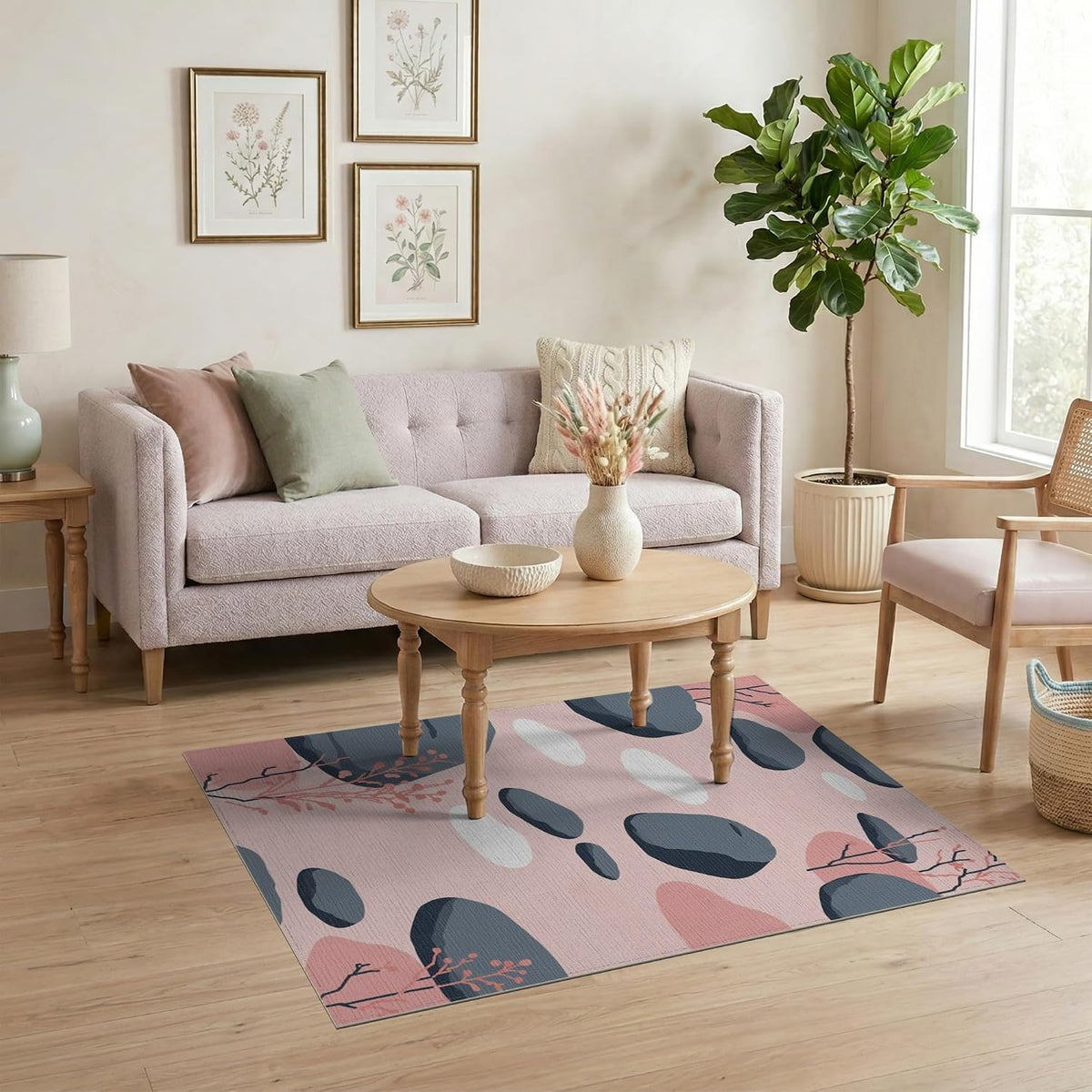 4'x6' Washable Abstract Stone Accent Rug, Gray Non-Shedding Small Carpet for Playroom, Bedroom, Reading Nook, Pet Friendly & Non-Slip | Ref:2140293
