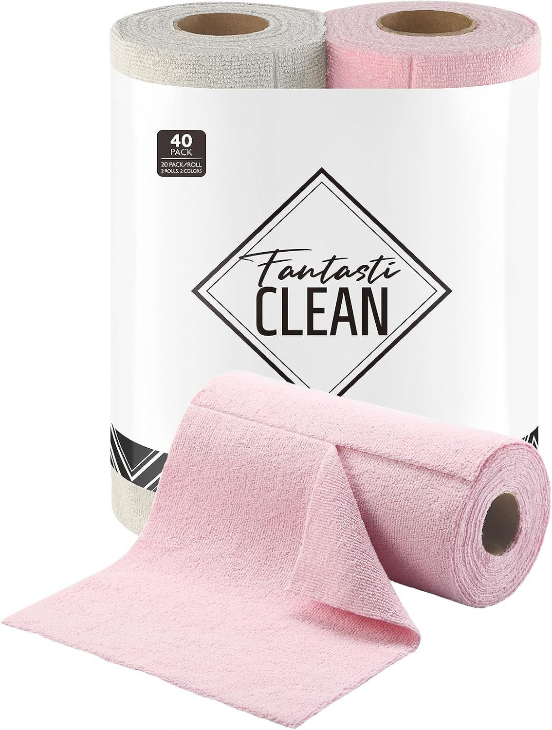 Kitchen Towels Roll, 40 Sheets, 10''x 10'' (Pink, Grayish)
