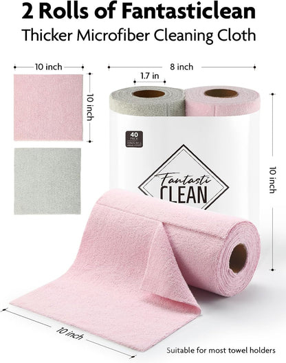 Kitchen Towels Roll, 40 Sheets, 10''x 10'' (Pink, Grayish)