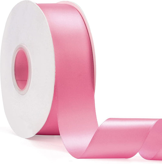1-1/2" x 50Yds Peach Pink Double Faced Satin Ribbon,High Density Solid Color Ribbon,Great for Crafts,Gift Wrapping,Sewing,Wedding&Christmas Decor (1-1/2" x 50Yds, Peach Pink)
