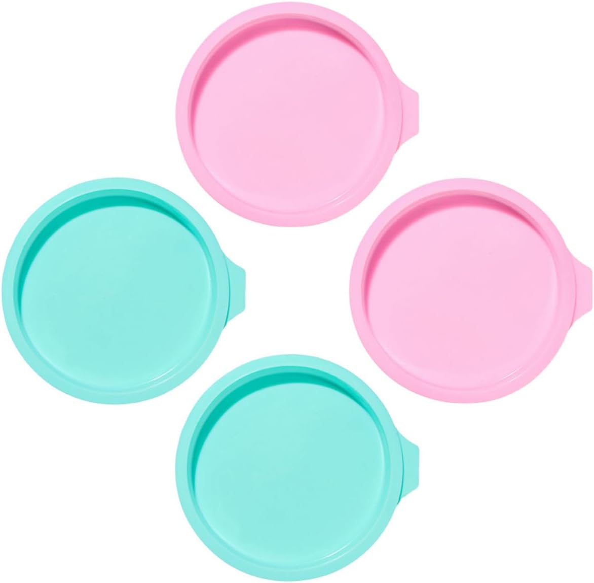 4pcs 6-inch round Silicone Cake Molds Rainbow Layer Cake Pans Non-stick Baking Pans Set in Green and Light Pink for Home Baking