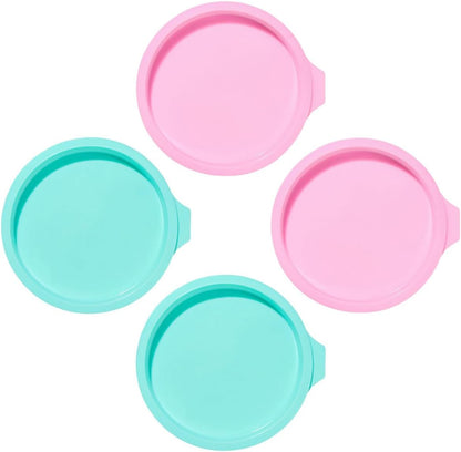 4pcs 6-inch round Silicone Cake Molds Rainbow Layer Cake Pans Non-stick Baking Pans Set in Green and Light Pink for Home Baking