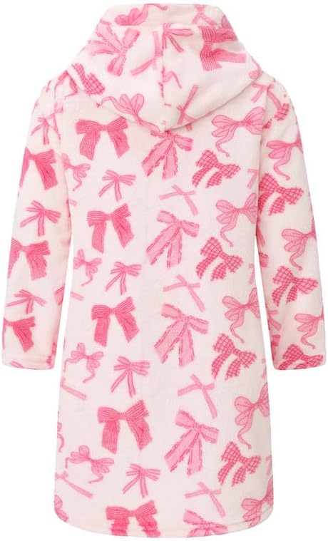 Girls Soft Fleece Robes Plush Hooded Bathrobes Sleepwear for Kids 2-16 Years