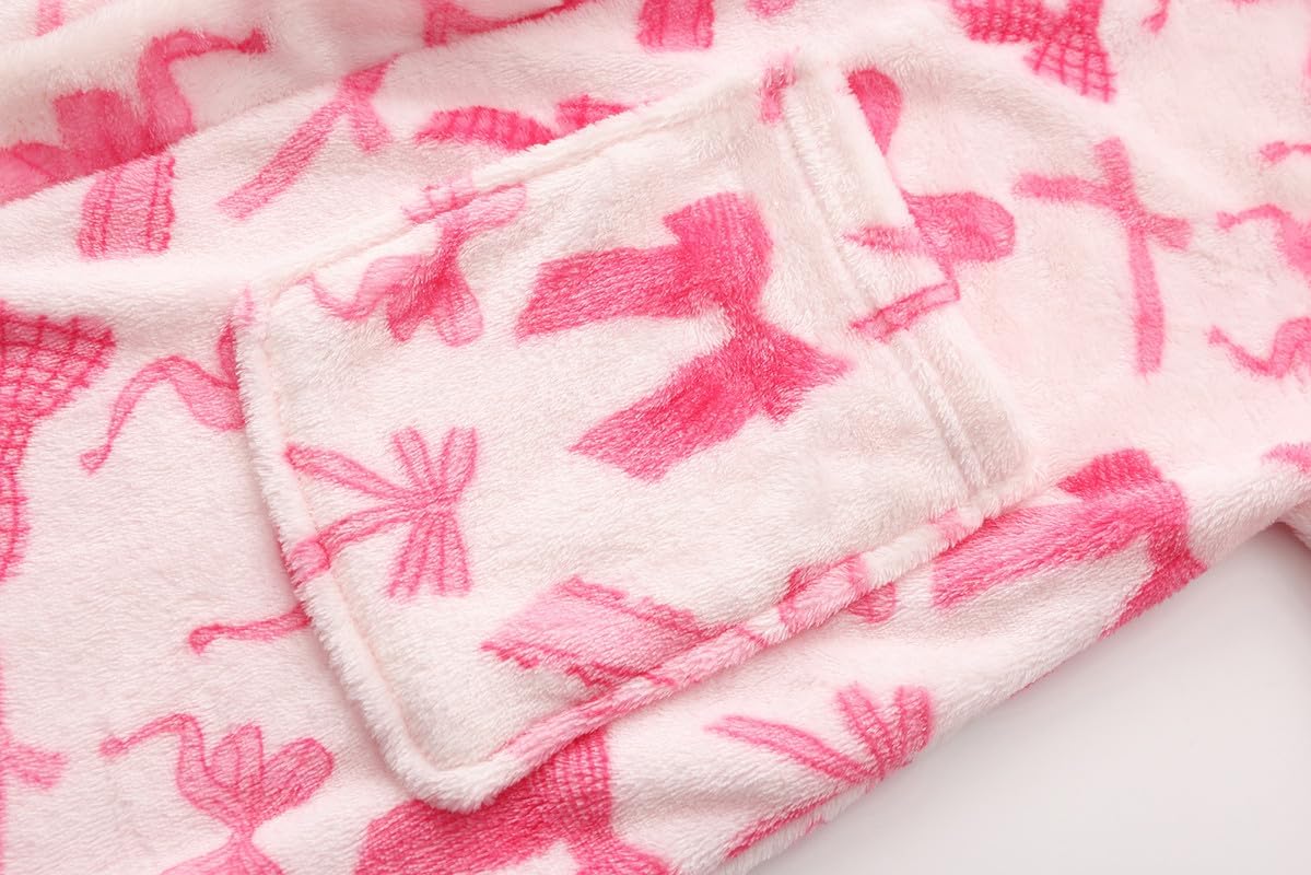 Girls Soft Fleece Robes Plush Hooded Bathrobes Sleepwear for Kids 2-16 Years