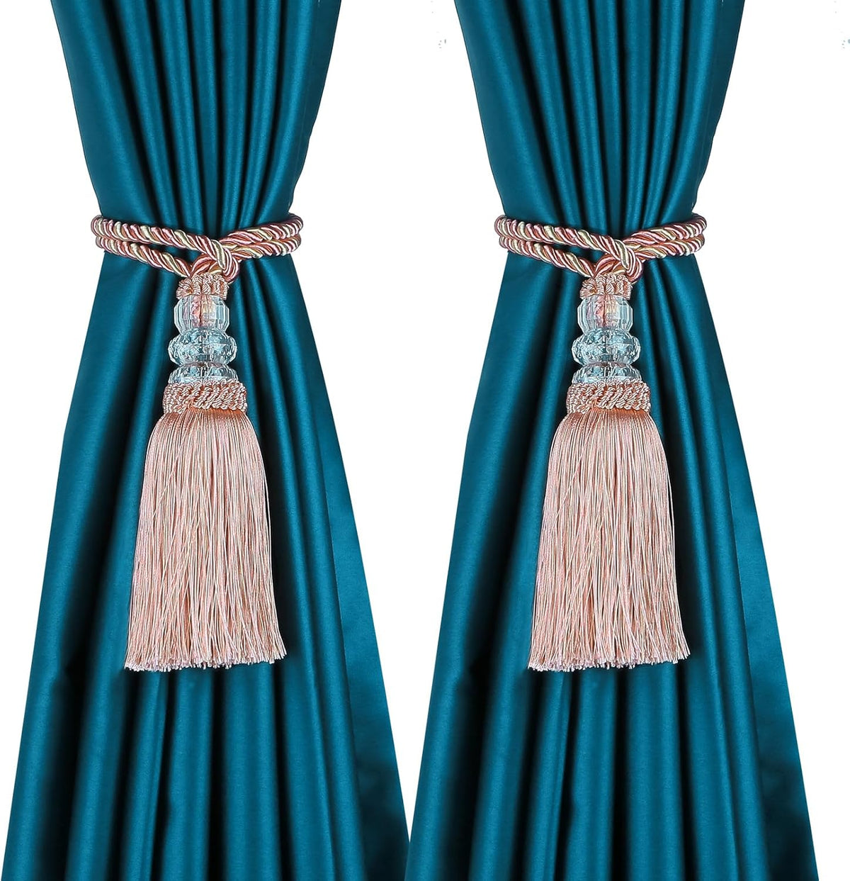 2 Pack Curtain Tiebacks with Tassel, Mix Pink