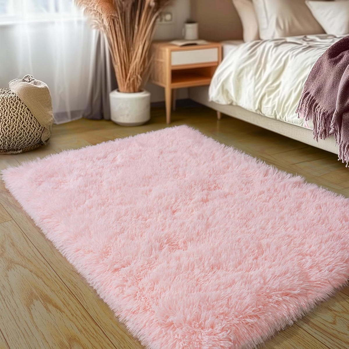 Pink Super Soft Rug for Girls Bedroom 2x3 Feet, Fluffy Shag Area Rugs for Living Room Nursery, Fuzzy Cute Bedside Rug for Kids Room Baby Princess Room, Modern Indoor Comfy Plush Carpet Decor