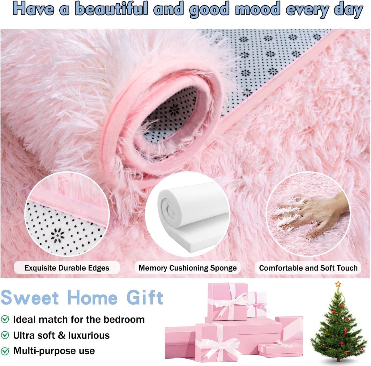 Pink Super Soft Rug for Girls Bedroom 2x3 Feet, Fluffy Shag Area Rugs for Living Room Nursery, Fuzzy Cute Bedside Rug for Kids Room Baby Princess Room, Modern Indoor Comfy Plush Carpet Decor