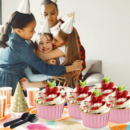 Pink Cupcake Liners with Dome Lids, 5oz Mini Baking Cups