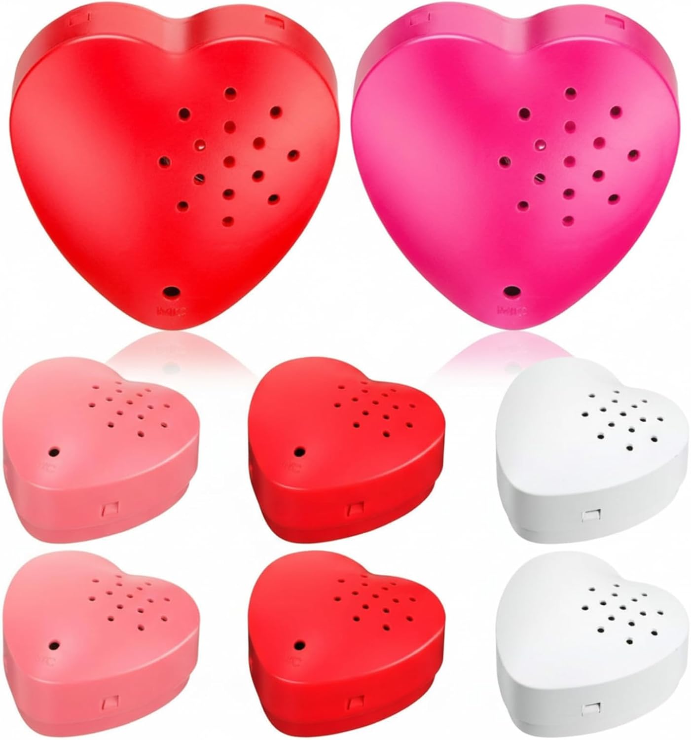 8 Pcs 20 Seconds Valentines Voice Recorder for Stuffed Animal Heart Shape Sound Recorder Push Button Recordable Device Sound Module for Gift Recording Voice Message（Red, Rose Red, Pink, White）