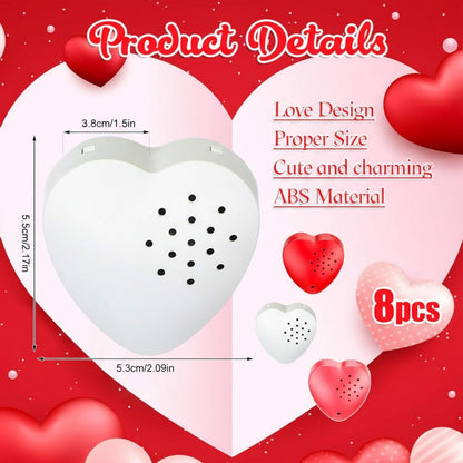 8 Pcs 20 Seconds Valentines Voice Recorder for Stuffed Animal Heart Shape Sound Recorder Push Button Recordable Device Sound Module for Gift Recording Voice Message（Red, Rose Red, Pink, White）