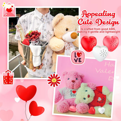 8 Pcs 20 Seconds Valentines Voice Recorder for Stuffed Animal Heart Shape Sound Recorder Push Button Recordable Device Sound Module for Gift Recording Voice Message（Red, Rose Red, Pink, White）