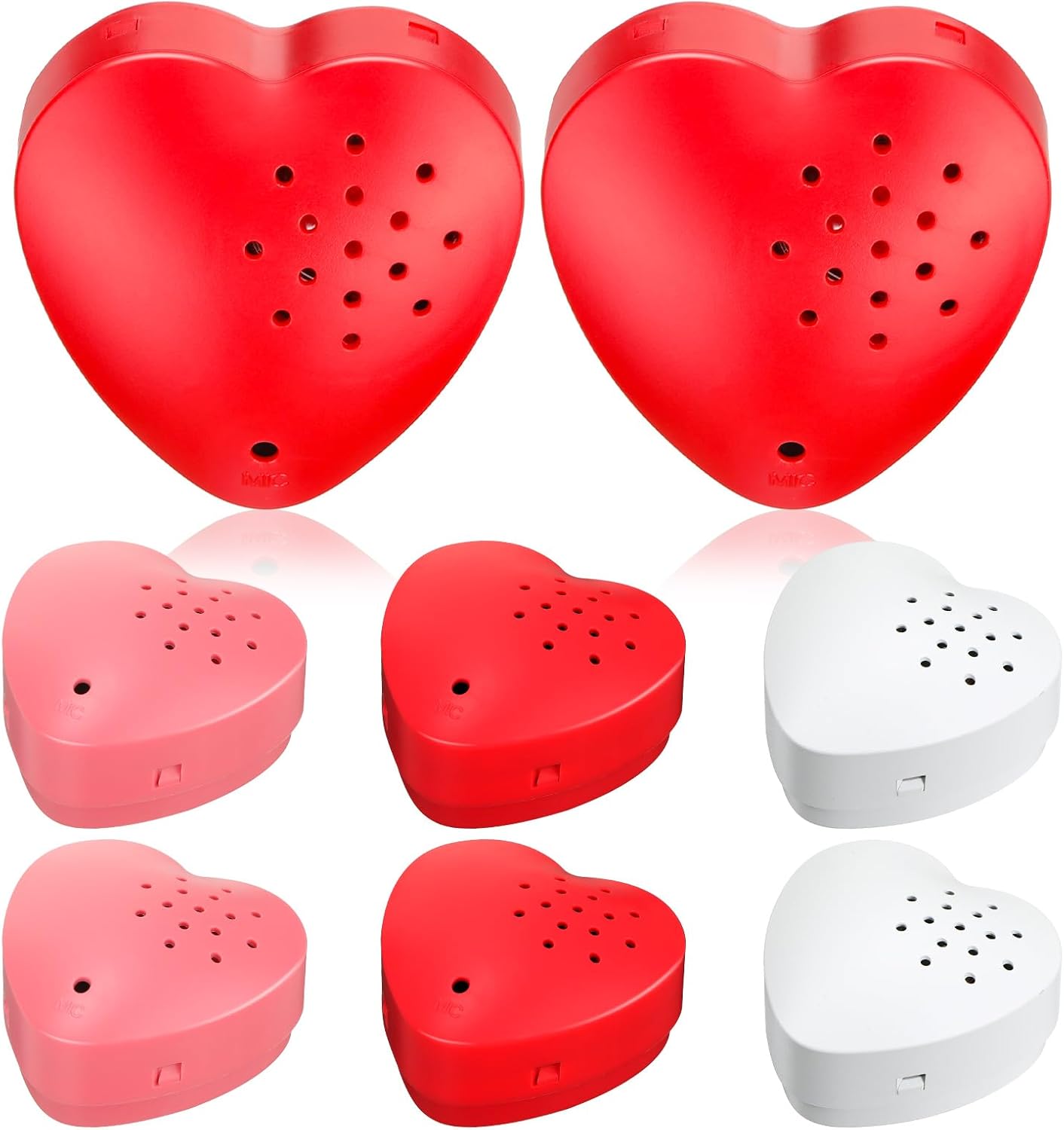 8 Pcs 20 Seconds Valentines Voice Recorder for Stuffed Animal Heart Shape Sound Recorder Push Button Recordable Device Sound Module for Gift Recording Voice Message（Red, Rose Red, Pink, White）