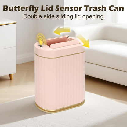 Bathroom Sensor Trash Can, 2 Gallon, Butterfly Lid, Pink