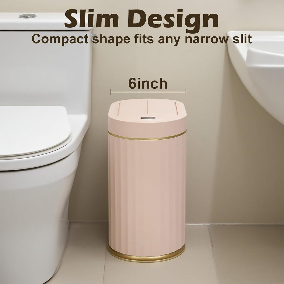Bathroom Sensor Trash Can, 2 Gallon, Butterfly Lid, Pink