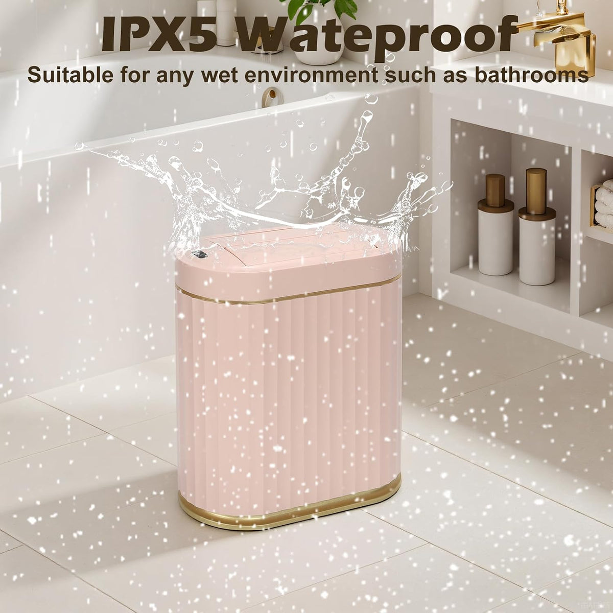 Bathroom Sensor Trash Can, 2 Gallon, Butterfly Lid, Pink