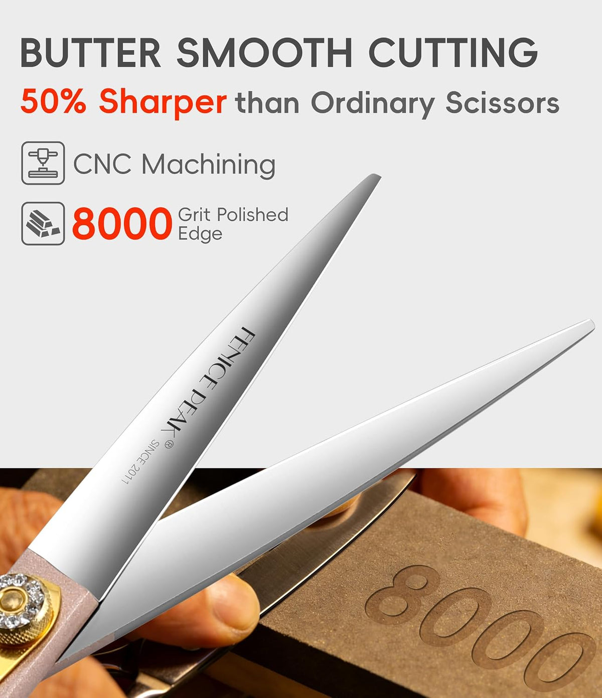 8'' Dog Straight Scissors for Grooming 440C Stainless Steel Rose Gold Professional Pet Trimming Scissors Sharp Blades Cutting for Dogs and Cats Shears