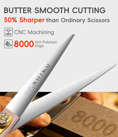 8'' Dog Straight Scissors for Grooming 440C Stainless Steel Rose Gold Professional Pet Trimming Scissors Sharp Blades Cutting for Dogs and Cats Shears