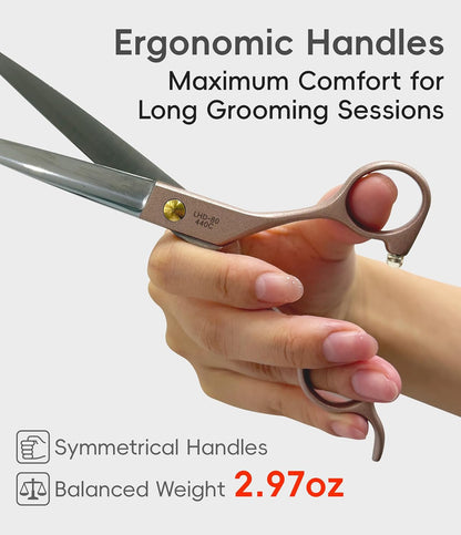 8'' Dog Straight Scissors for Grooming 440C Stainless Steel Rose Gold Professional Pet Trimming Scissors Sharp Blades Cutting for Dogs and Cats Shears