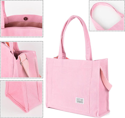Corduroy Tote Bag for Women Travel Crossbody Bag