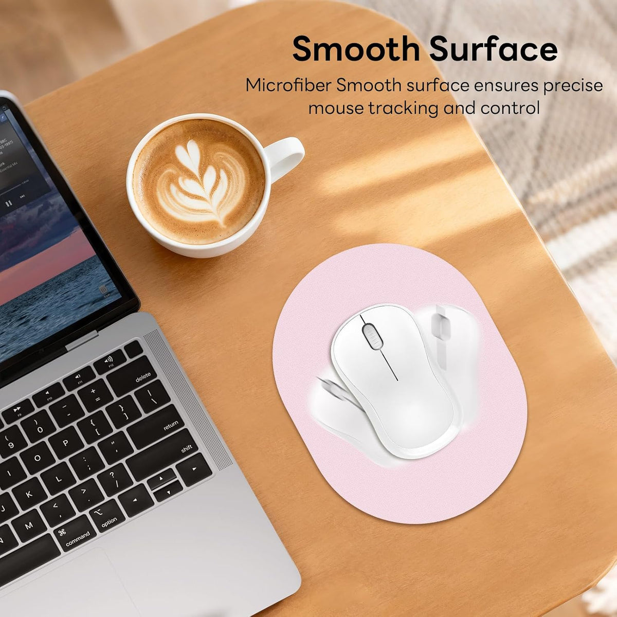 Oval Mouse Pad 6x8in Non-Slip for Laptop,Pink