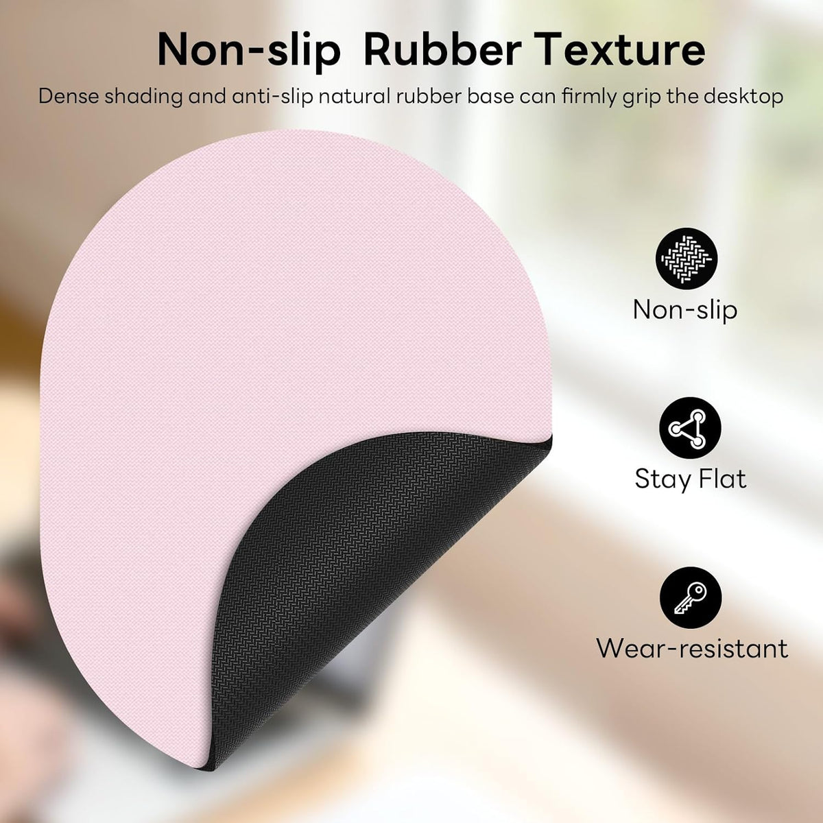 Oval Mouse Pad 6x8in Non-Slip for Laptop,Pink
