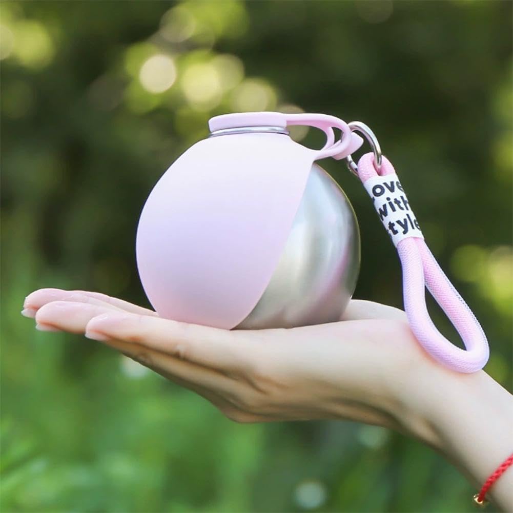Foldable Pet Water Bottle for Travel, 2 in 1 Portable Dog Water Bottle, Dog Travel Waters Bottles with Bowl, Leak Proof Stainless Steel Pet Waters Dispenser for Walking Hiking, for Small Dogs