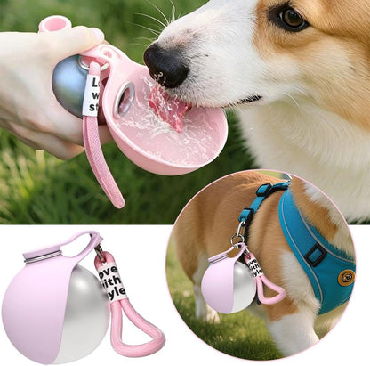 Foldable Pet Water Bottle for Travel, 2 in 1 Portable Dog Water Bottle, Dog Travel Waters Bottles with Bowl, Leak Proof Stainless Steel Pet Waters Dispenser for Walking Hiking, for Small Dogs