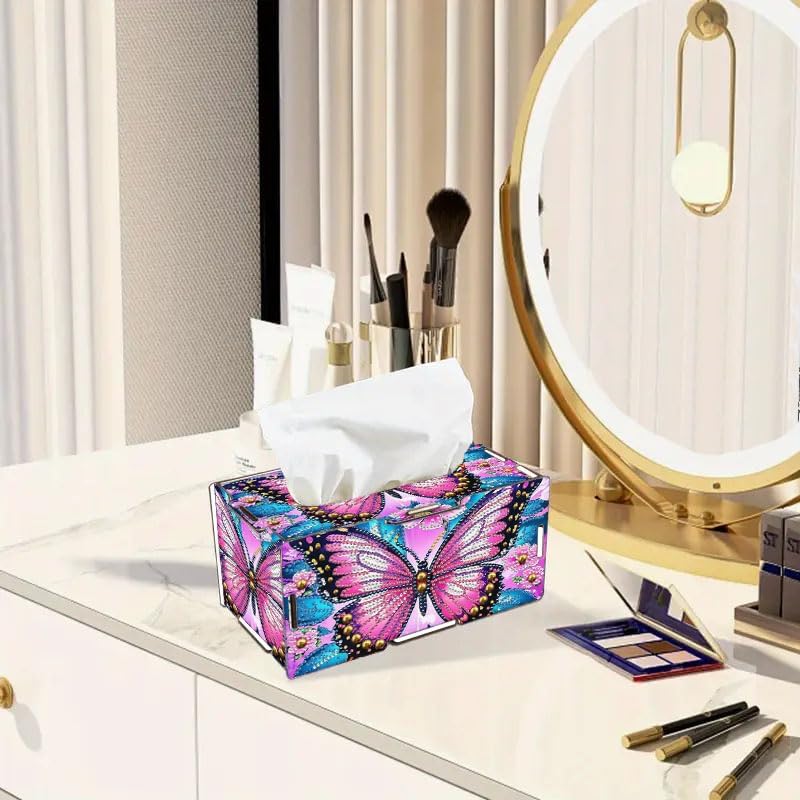 DIY Diamond Art Tissue Box,Butterfly Ideal Gift for Craft Lovers
