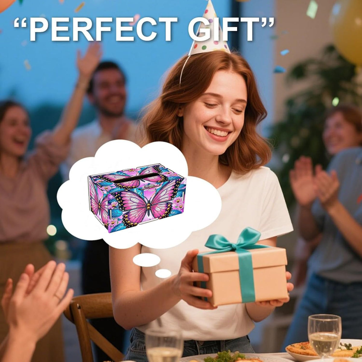 DIY Diamond Art Tissue Box,Butterfly Ideal Gift for Craft Lovers