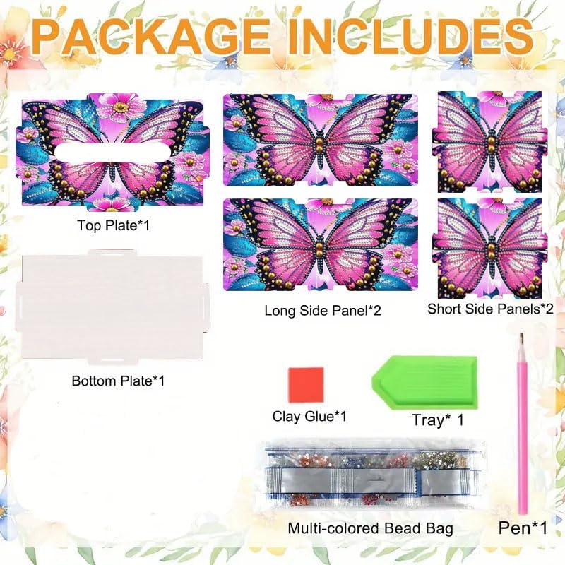 DIY Diamond Art Tissue Box,Butterfly Ideal Gift for Craft Lovers