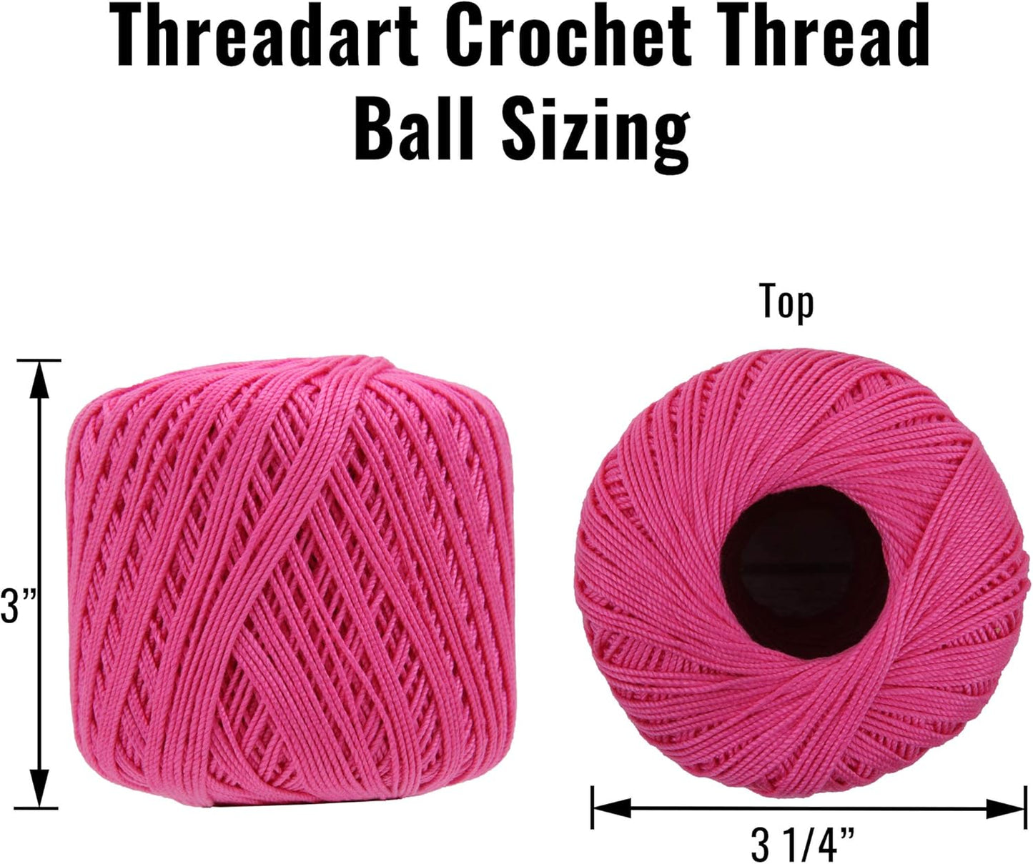 100% Cotton Crochet Thread Size 3, Pink 34 | Soft pure cotton crochet thread for lace, doilies, amigurumi and crafts. Smooth finish with crisp stitch definition.