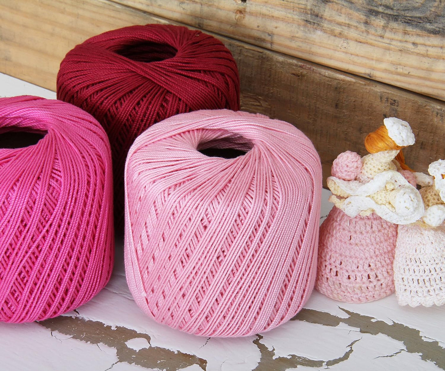 100% Cotton Crochet Thread Size 3, Pink 34 | Soft pure cotton crochet thread for lace, doilies, amigurumi and crafts. Smooth finish with crisp stitch definition.