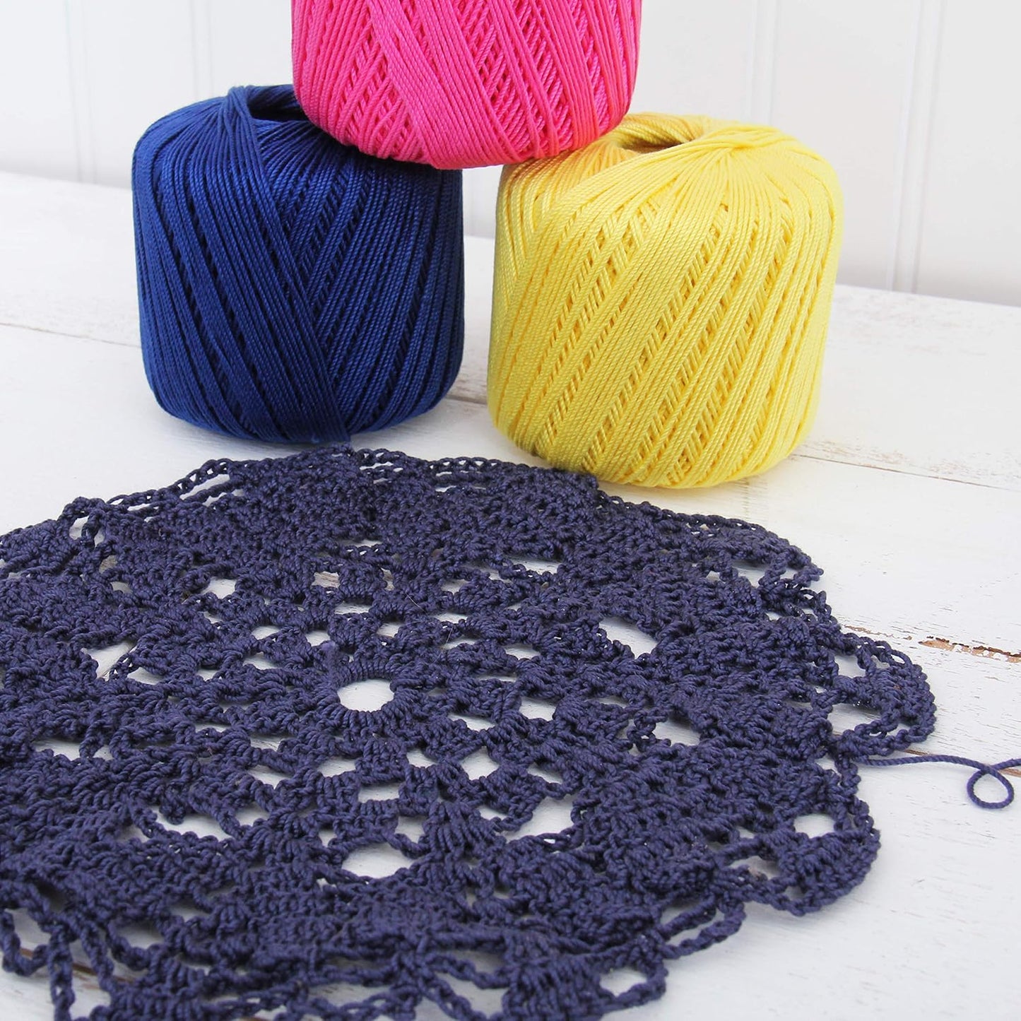100% Cotton Crochet Thread Size 3, Pink 34 | Soft pure cotton crochet thread for lace, doilies, amigurumi and crafts. Smooth finish with crisp stitch definition.